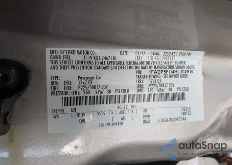 2017 Ford C-Max Energi Titanium from USA, damaged, VIN 1FADP5FU4HL102910